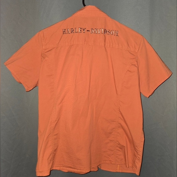 Harley-Davidson Women's Orange Button-Up Shirt Size XL | Western Style Pockets - Picture 3 of 7
